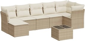 vidaXL 8 részes bézs polyrattan kerti ülőgarnitúra párnával