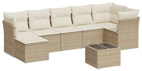 vidaXL 8 részes bézs polyrattan kerti ülőgarnitúra párnával