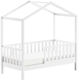 Fehér házikó alakú borovi fenyő gyerekágy ágyráccsal 70x140 cm DALLAS – Vipack