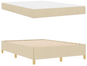 Boxrugós ágy matracmal Krém és fehér 140 x 200 cm szövet