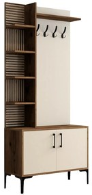 Faliakasztó cipőtartóval és polcokkal ViyanaWalnut and Cream