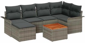 vidaXL Kerti Kanapé Szett párnával 7 pcs Szürke polirattan