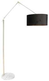Modern állólámpa arany velúr búra fekete 50 cm - Szerkesztő