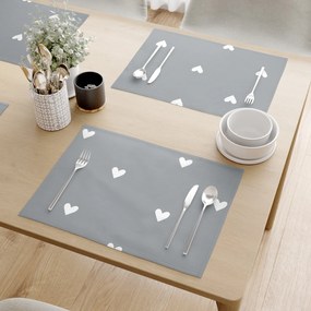 Goldea pamut reggeliző alátét - szívecskék, szürke alapon - 2db 30 x 40 cm