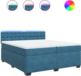 vidaXL kék bársony rugós ágy matraccal 200x200 cm