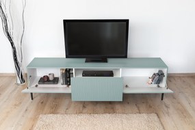Nicole 200 cm-es TV-szekrény - zsálya MDF / fekete lábak