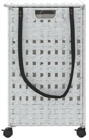 fehér rattan szennyeskosár kerekekkel 66x35x60 cm