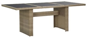 vidaXL barna üveg és polyrattan kerti étkezőasztal 200 x 100 x 74 cm