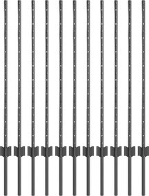 vidaXL Kerítésoszlop 11 pcs Szürke 100 cm Acél