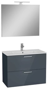 Fürdőszobai szett mosdótükörrel és világítással Vitra Mia 79x61x39,5 cm antracit fényes MIASET80A