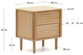 Natúr színű éjjeliszekrény tölgyfa dekorral Lenon – Kave Home