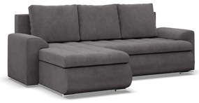 Tokio sarokkanapé, 2 ágyneműtartóval, kordbársony, baloldali, szürke