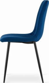 AKCIÓ Kék bársony szék LAVA fekete lábakkal II. osztályú