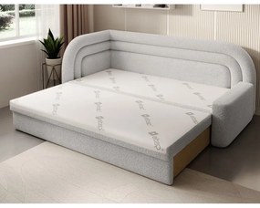 Krémszínű buklé kinyitható-tárolóhelyes kanapé bal oldali 223 cm Fabillo – ELTAP