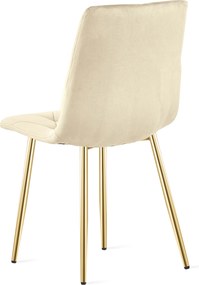 Világos bézs bársony étkezőszék LIBRA arany lábakkal