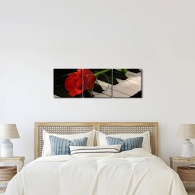 Kép - Zongora és rózsák (órával) (90x30 cm)