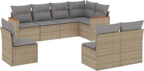 vidaXL 8 részes vegyes bézs polyrattan kerti ülőgarnitúra párnákkal
