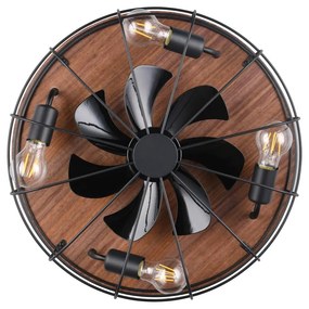 Matt fekete-barna mennyezeti lámpa távirányítóval-ventilátorral Trondheim – Trio