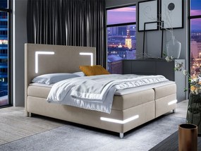 Franciaágy 180 cm Frinesa LED (bézs) (ágyráccsal és matraccal) (tárolóhellyel) (LED világítással). 1104328