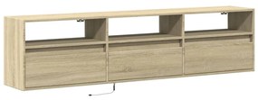 sonoma tölgy színű falra TV-szekrény LED-del 180 x 31 x 45 cm