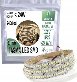 Led Szalag Szuper Erős Prémium 12V smd 2835 IP20 240dióda/m Semleges 1m