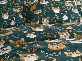 Pamut ágynemű CATTAMI POLY sötétzöld Ágyneműhuzat mérete: 70 x 90 cm | 140 x 200 cm