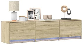 sonoma tölgy színű szerelt fa TV-szekrény LED-del 165x34x40 cm