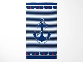 Gyorsan száradó strand fürdőlepedő MARITIMO kék-fehér 70 x 140 cm, 100% mikroszál