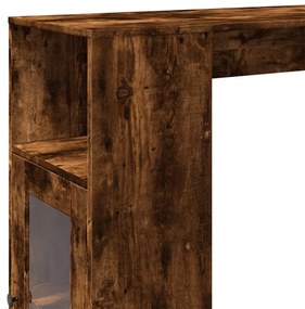 füstös tölgy szerelt fa bárasztal tárolókkal 101x40x103,5 cm
