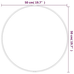 fekete falitükör Ø 50 cm Kerek