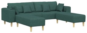 Szövet kanapé párnával 3 pcs Sötétzöld 208 cm szövet