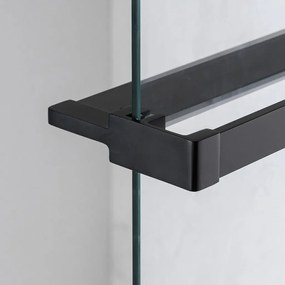 Stuxi Milano Kombi Plus 2 Black Walk-in zuhanyfal, 110x70 cm, 8 mm vastag vízlepergető biztonsági üveggel, 2 polccal és törölközőtartóval