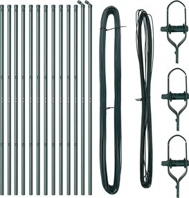 vidaXL Kerítésoszlop 13 pcs Zöld Acél