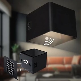 Briloner 3879015 - BORRA LED újratölthető fali lámpa érzékelővel, 1,5W/5V, 3600 mAh, fekete