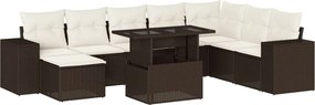 vidaXL 9 részes barna polyrattan kerti ülőgarnitúra párnákkal