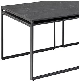 Matt fekete dohányzóasztal szett márvány dekoros asztallappal, 3 db-os 60x120 cm Infinity – Actona