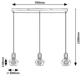 Rabalux 72242 - Csillár zsinóron FRAN 3xE27/40W/230V