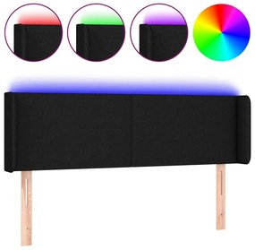 fekete szövet LED-es fejtámla 147 x 16 x 78/88 cm