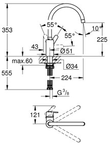 GROHE 31494001 - GET mosogató csaptelep, fényes króm