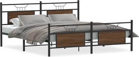 vidaXL barna tölgy színű fém ágykeret matrac nélkül 180 x 200 cm