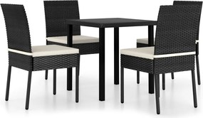 vidaXL 5 részes fekete polyrattan kerti étkezőgarnitúra