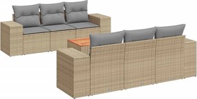vidaXL 7 részes bézs polyrattan kerti ülőgarnitúra párnákkal
