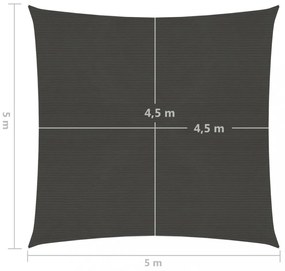 antracitszürke HDPE napvitorla 160 g/m² 5 x 5 m
