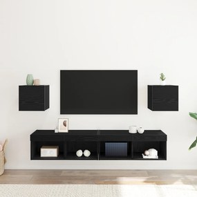 Fali TV Szekrények 2 db Fekete Tölgy 30,5x30x30 cm