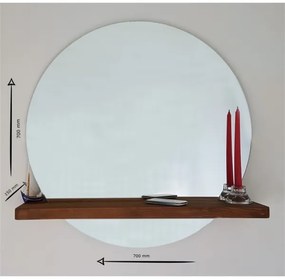 Fali tükör polccal SUNSET 70x70 cm fenyő