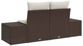 2 személyes kert kanapé párnákkal barna poli rattan