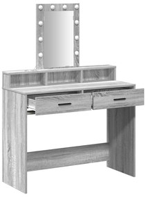LED világítással ellátott sminktükör Szürke Sonoma 100x41x140 cm