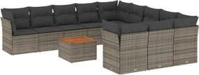 vidaXL 12 részes szürke polyrattan kerti ülőgarnitúra párnákkal