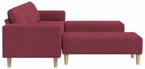 Kanapé Szett 3 pcs bordó szövet
