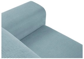 Világoskék kordbársony kinyitható tárolóhelyes sarokkanapé (bal oldali-heverő résszel) Kyoto – Cosmopolitan Design